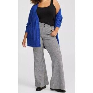 Torrid Black & White Plaid Trouser A-Line Flare Ponte Pant Plus Size 22 R